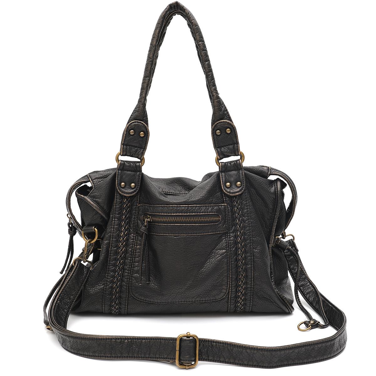 Vintage Washed PU Leather Large Capacity Tote Zip Pockets Braid Decor Shoulder Cross body Bag Unisex Women Daily Travel Handbag
Vintage Washed PU Leather Large Capacity Tote Zip Pockets Braid Decor Shoulder Cross body Bag Unisex Women Daily Travel Handbag