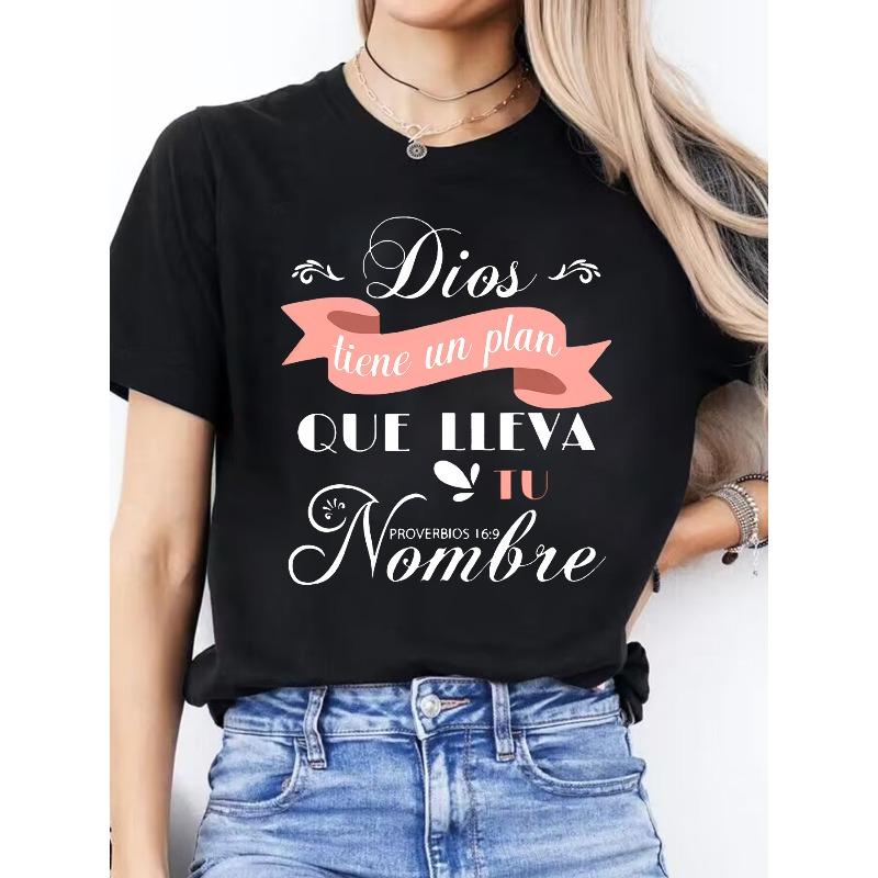 Women s Spanish Letter Print Casual T-Shirt - Short Sleeve Round Neck Spring Summer Top with Inspirational Quote, Breathable Fabric S чёрный
Women s Spanish Letter Print Casual T-Shirt - Short Sleeve Round Neck Spring Summer Top with Inspirational Quote, Breathable Fabric S чёрный