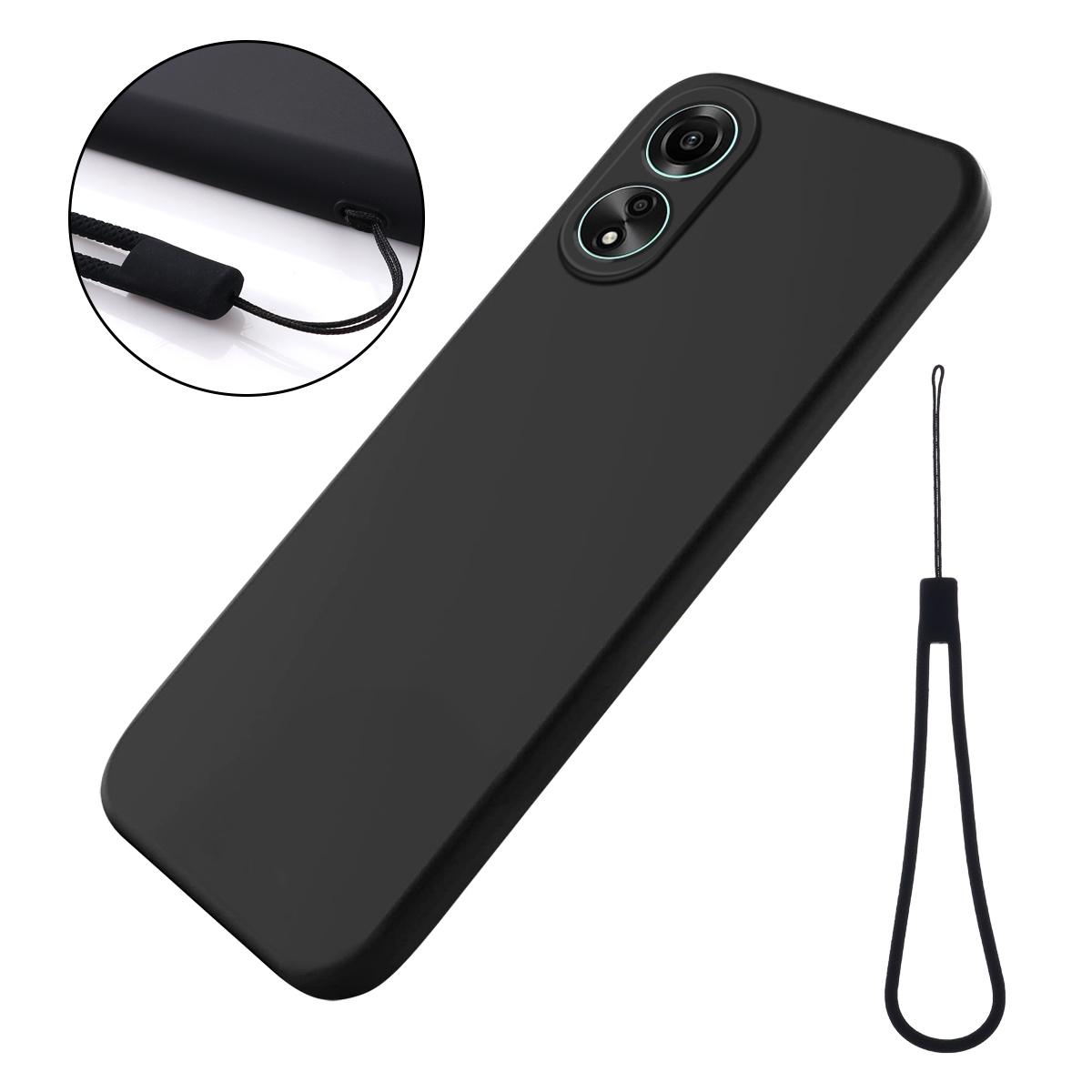 For Oppo A78 4G Liquid Silicone Phone Cover Soft Lining Drop-proof Case with Strap Black
For Oppo A78 4G Liquid Silicone Phone Cover Soft Lining Drop-proof Case with Strap Black