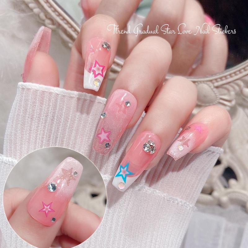 Spring/Summer Gradient Nail Stickers - Pink & Blue Starburst with Heart Embossed Design
Spring/Summer Gradient Nail Stickers - Pink & Blue Starburst with Heart Embossed Design