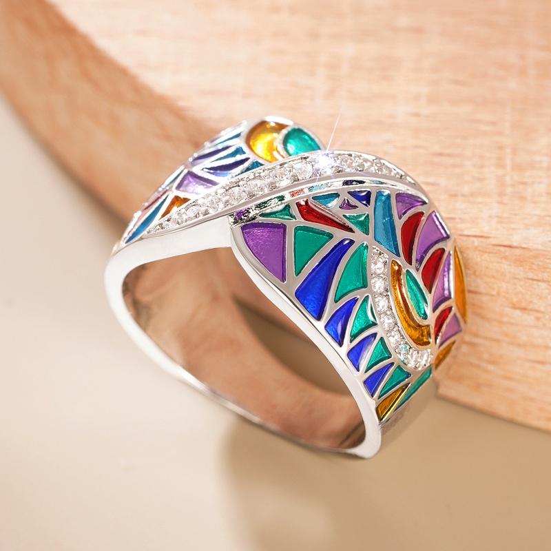 CAOSHI Individuality Color Painting Design Wide Rings for Women Newly Designed Copper Color Party Accessories Statement Zircon 10
CAOSHI Individuality Color Painting Design Wide Rings for Women Newly Designed Copper Color Party Accessories Statement Zircon 10