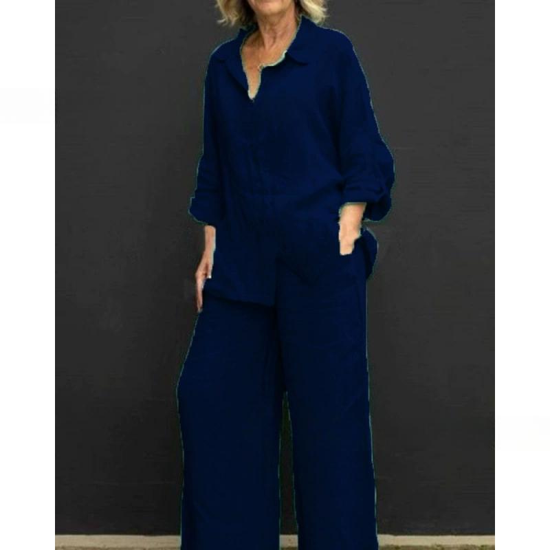 Комплект из двух предметов с лацканами, осенний винтажный однотонный блузка-рубашка с длинным рукавом на пуговицах, женский повседневный свободный прямой брючный костюм XXXXXL
Комплект из двух предметов с лацканами, осенний винтажный однотонный блузка-рубашка с длинным рукавом на пуговицах, женский повседневный свободный прямой брючный костюм XXXXXL