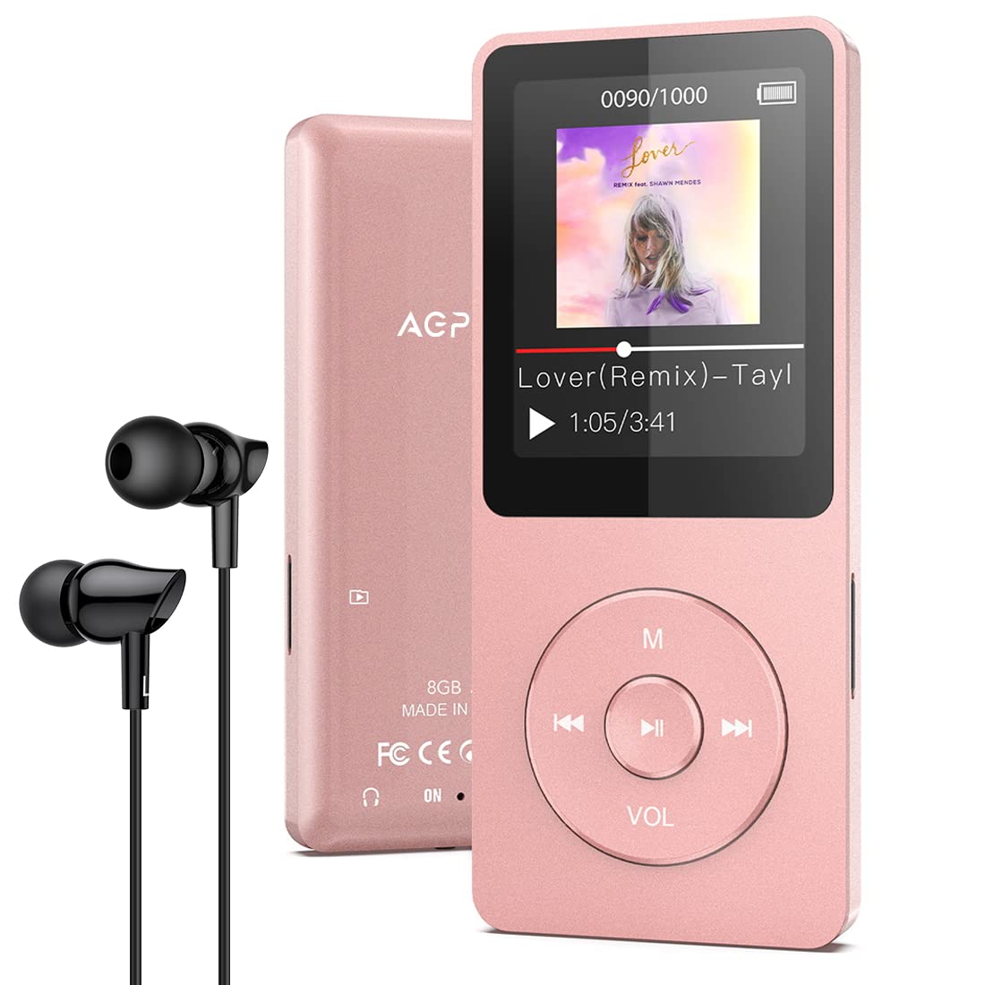 MP3 player AGPTEK HIFI 16GB 40 hours long playback time lightweight compact FM radio direct recording compatible small gift present Bluetooth5.3 рожевий
MP3 player AGPTEK HIFI 16GB 40 hours long playback time lightweight compact FM radio direct recording compatible small gift present Bluetooth5.3 рожевий
