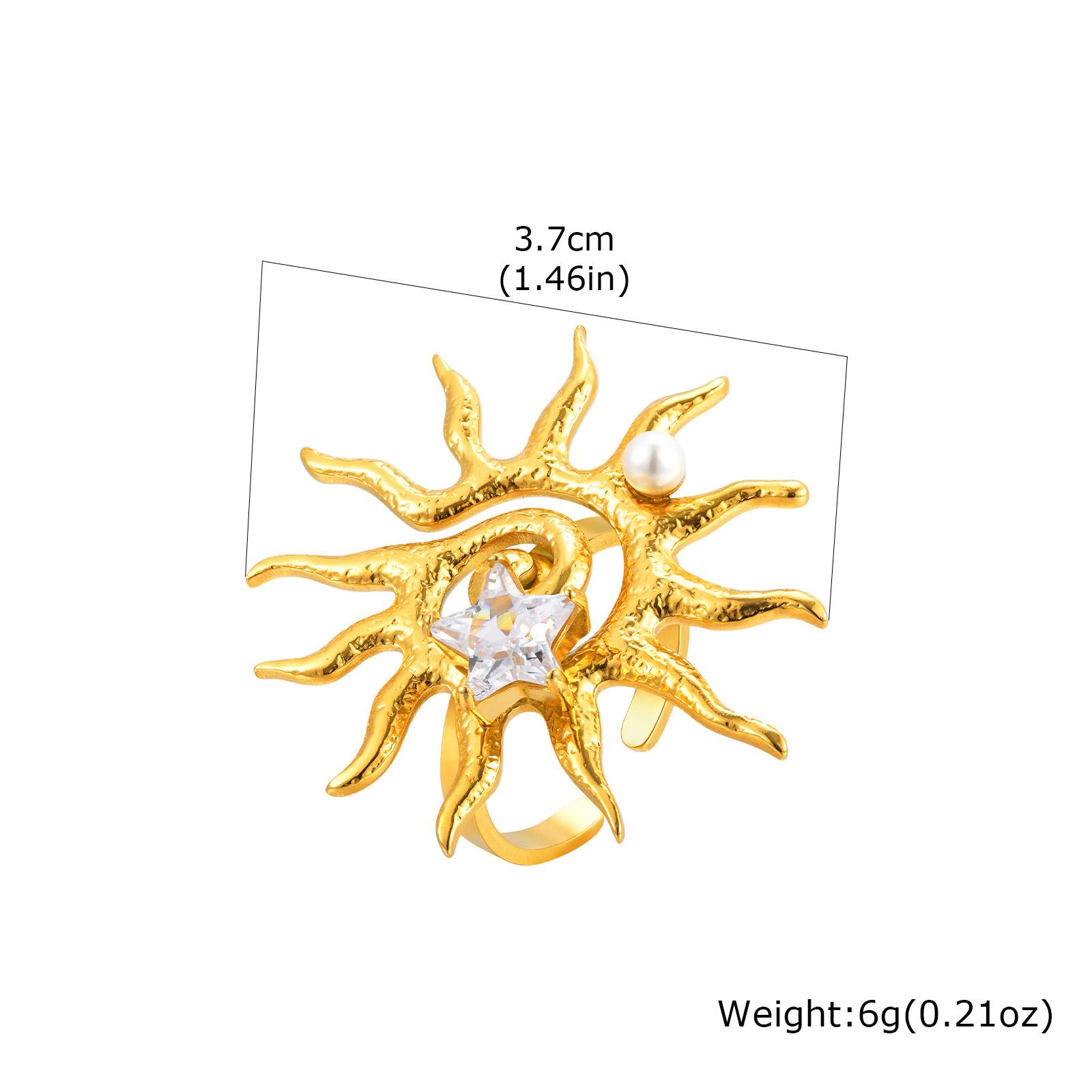 Unique Zircon Sun Stainless Steel Rings For Women, Gold Plated New Style Open Big Rings, Geometric Exaggerated Finger Jewelry золотой
Unique Zircon Sun Stainless Steel Rings For Women, Gold Plated New Style Open Big Rings, Geometric Exaggerated Finger Jewelry золотой