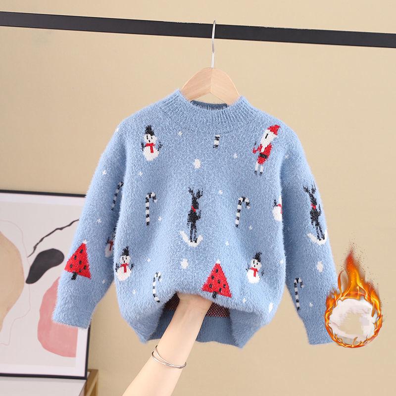 Свитер для девочек и мальчиков, пуловер, осенне-зимний бархат, утолщенная рождественская трикотажная футболка, свитера для детей 110 синий
Свитер для девочек и мальчиков, пуловер, осенне-зимний бархат, утолщенная рождественская трикотажная футболка, свитера для детей 110 синий