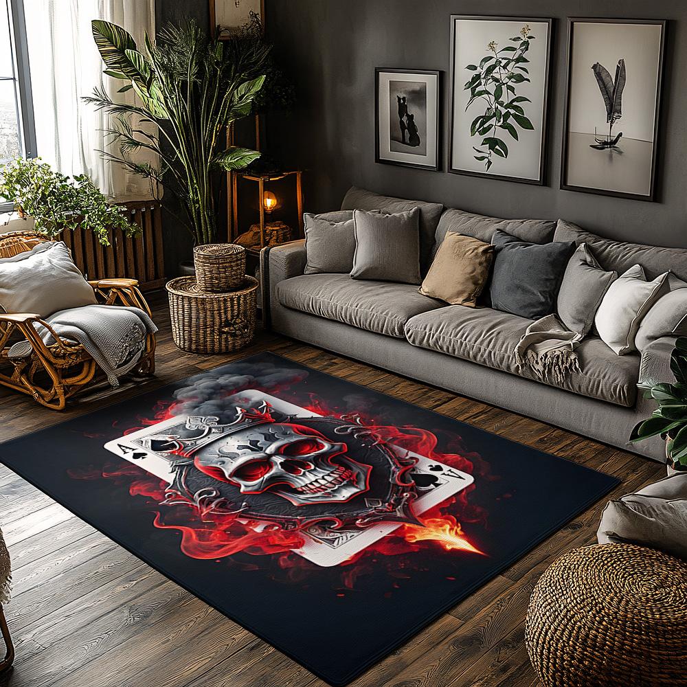 Gothic Skull Card Rug, Red Black Playing Card Design, Anti-Slip Area Mat for Bedroom/Living Room, Dark Home Decor Carpet 50x80cm
Gothic Skull Card Rug, Red Black Playing Card Design, Anti-Slip Area Mat for Bedroom/Living Room, Dark Home Decor Carpet 50x80cm