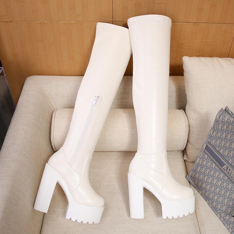 Женские ботфорты выше колена 15 см высокий каблук водонепроницаемая стрейч кожа ботфорты до бедра черный белый ZYW-831-11 34 белый
Женские ботфорты выше колена 15 см высокий каблук водонепроницаемая стрейч кожа ботфорты до бедра черный белый ZYW-831-11 34 белый