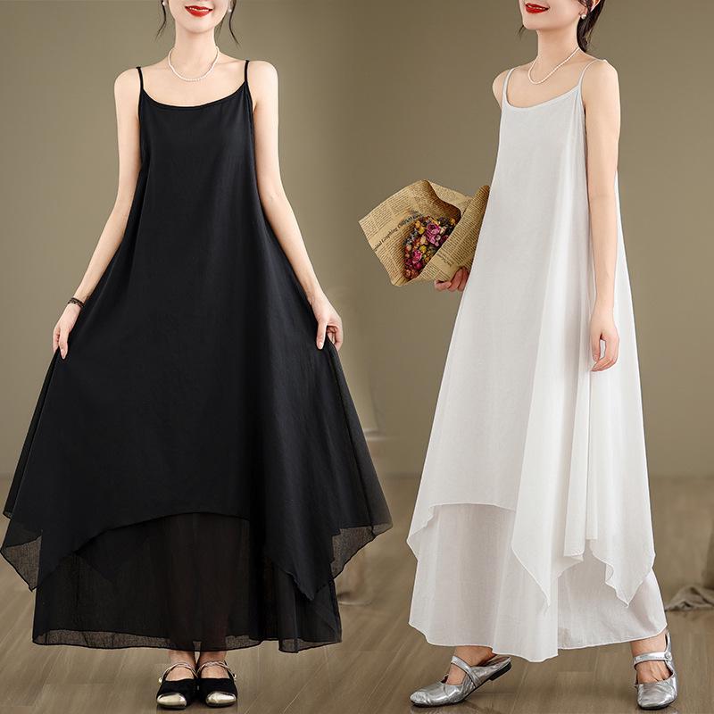Minimalist Long Spaghetti Strap Dress with Irregular Hem and Double Layer Design L чорний
Minimalist Long Spaghetti Strap Dress with Irregular Hem and Double Layer Design L чорний