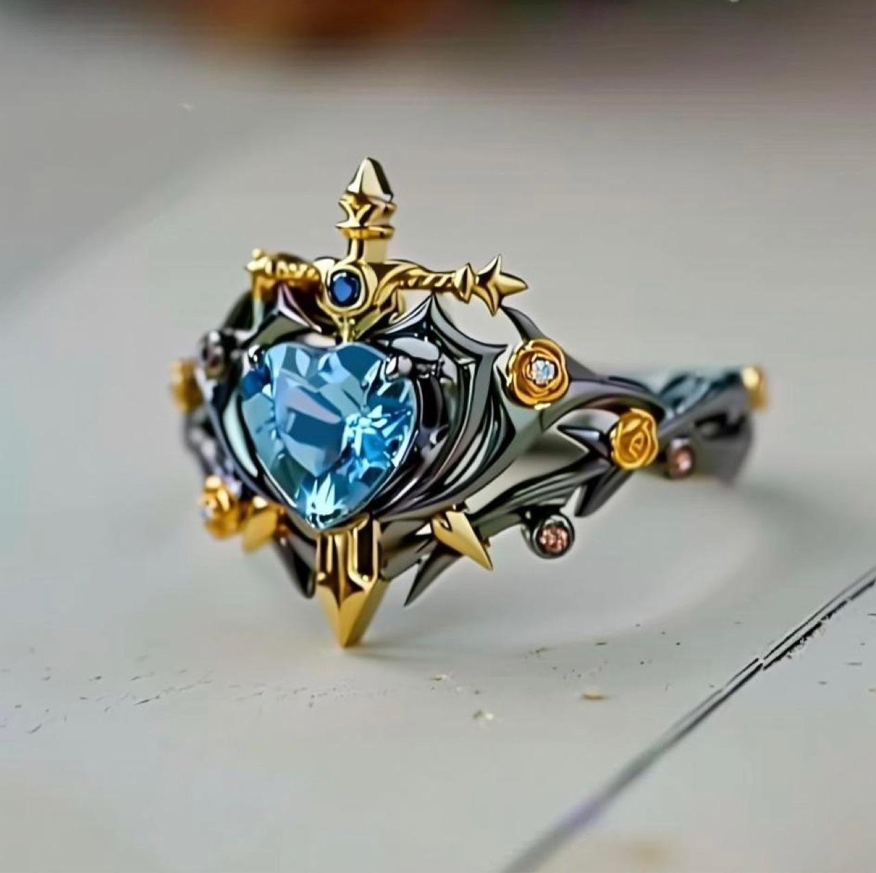 Кільце з діамантами у формі серця, кільце-меч з порожнинами, браслет-виноградна лоза з регульованим отвором One Size чорний
Кільце з діамантами у формі серця, кільце-меч з порожнинами, браслет-виноградна лоза з регульованим отвором One Size чорний