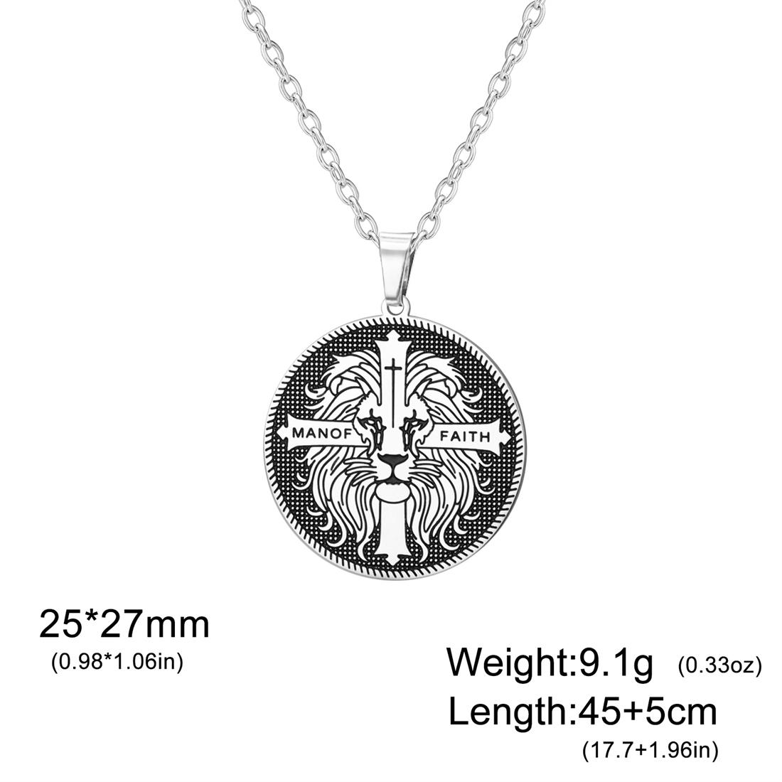 Round Lion Cross Necklaces Stainless Steel Vintage Man of Faith Pendant Necklace Christian Religious Jewelry Wholesale
Round Lion Cross Necklaces Stainless Steel Vintage Man of Faith Pendant Necklace Christian Religious Jewelry Wholesale