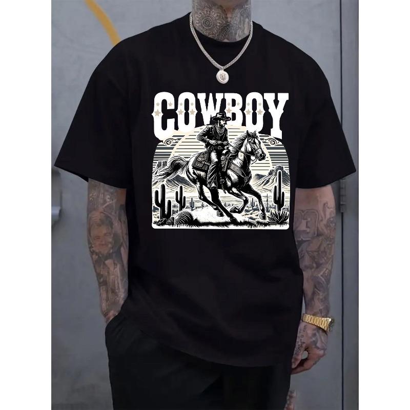Black and White Galloping Cowboy Print Men s Top, Casual Short Sleeve Crew Neck T-Shirt, Suitable for Summer and Spring, Men s Summer Outdoor Apparel S чёрный
Black and White Galloping Cowboy Print Men s Top, Casual Short Sleeve Crew Neck T-Shirt, Suitable for Summer and Spring, Men s Summer Outdoor Apparel S чёрный