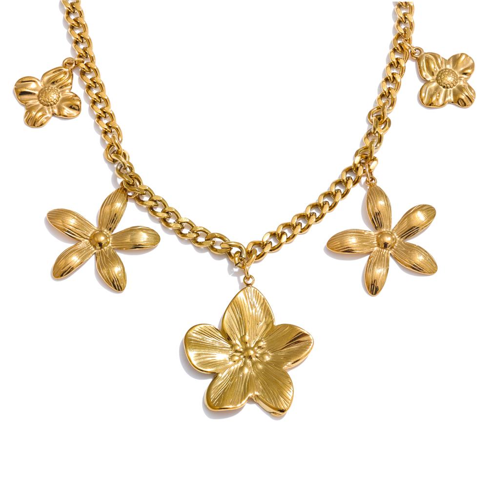 Yhpup Trending Style Metal 18K Golden Flower Drop Charms Necklace PVD Plated Stainless Steel Statement Jewelry Accessories Gift
Yhpup Trending Style Metal 18K Golden Flower Drop Charms Necklace PVD Plated Stainless Steel Statement Jewelry Accessories Gift