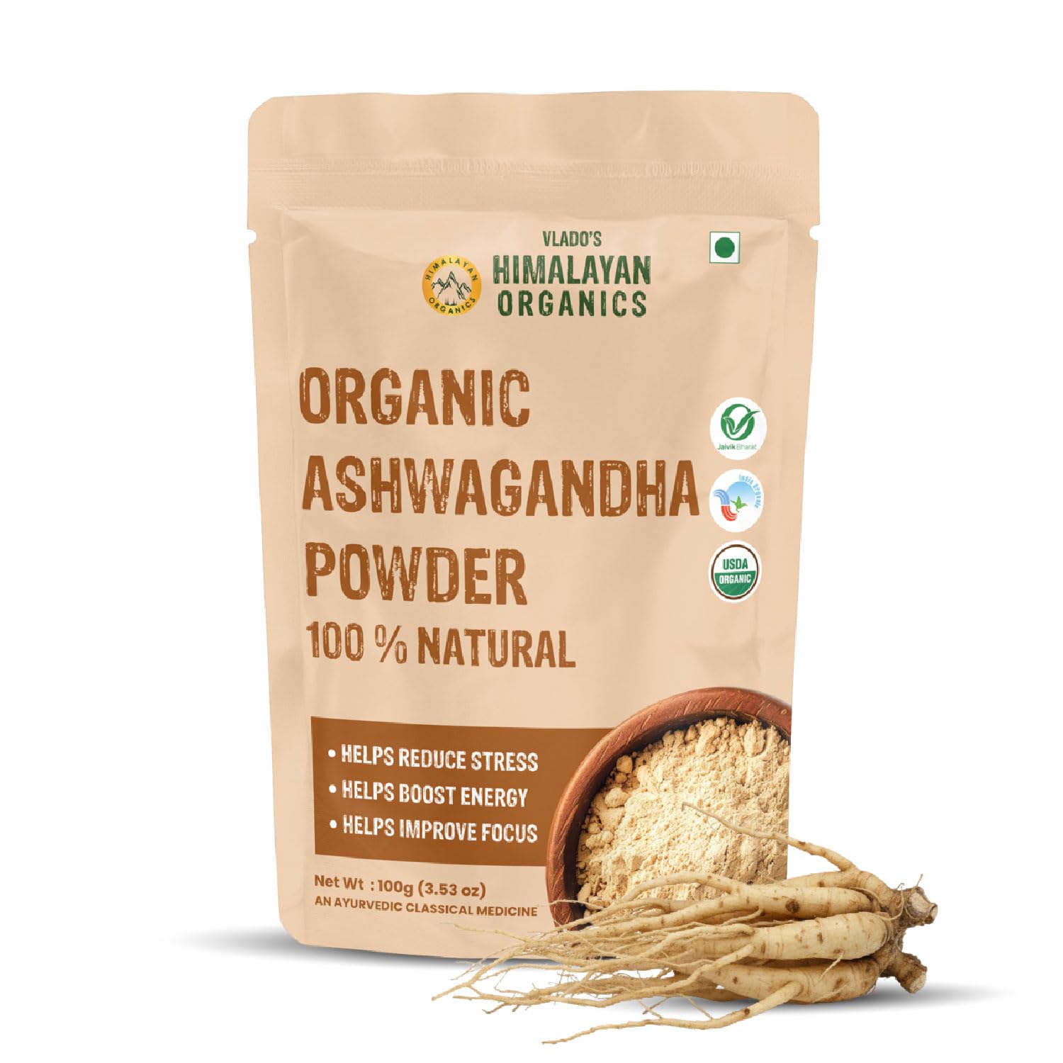 Vlado s Himalayan Organics 100% Organic Ashwagandha Powder 100gm Pack of 1 for Energy & Vitality
Vlado s Himalayan Organics 100% Organic Ashwagandha Powder 100gm Pack of 1 for Energy & Vitality
