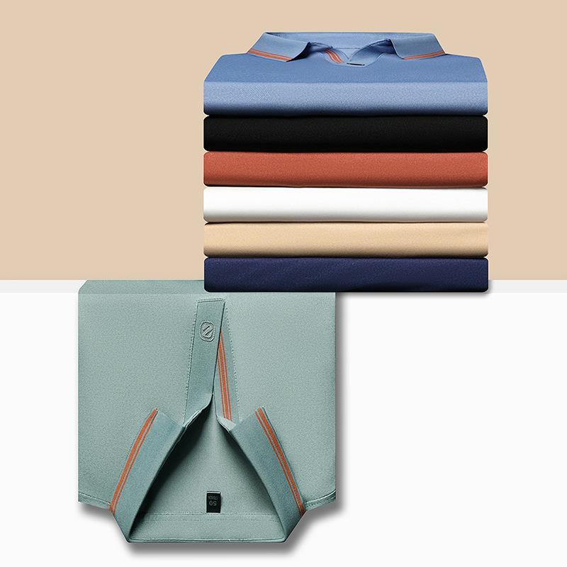 Summer Men s New Style Solid Color Casual Loose Lapel Thin Ice Silk T-shirt for Young and Middle-aged People Half-sleeved Breathable POLO Shirt
Summer Men s New Style Solid Color Casual Loose Lapel Thin Ice Silk T-shirt for Young and Middle-aged People Half-sleeved Breathable POLO Shirt