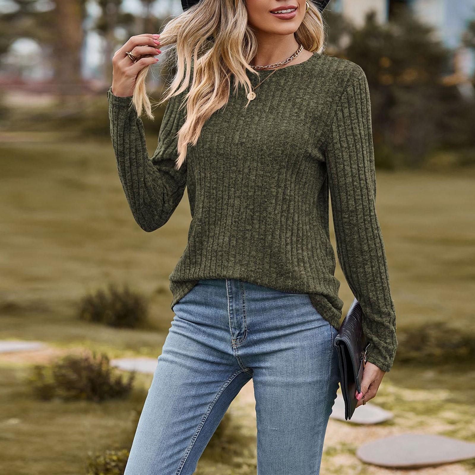 Women Fashion O Neck Long Sleeve Tops Knitted Ribbed Solid Color Autumn Spring Blouse XL армия зеленый
Women Fashion O Neck Long Sleeve Tops Knitted Ribbed Solid Color Autumn Spring Blouse XL армия зеленый