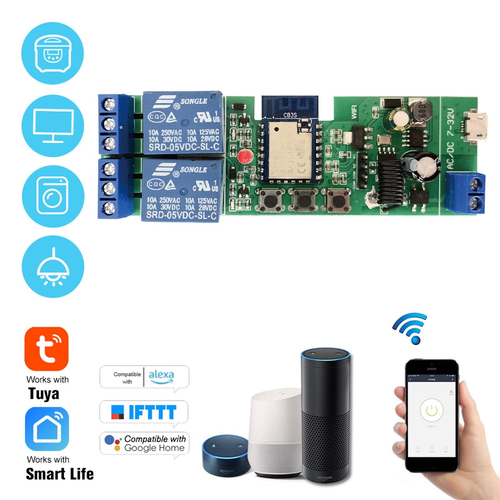 Tuya 2CH DC5V/7-32V WiFi переключатель беспроводной релейный модуль функция синхронизации дистанционный переключатель для Android/IOS
Tuya 2CH DC5V/7-32V WiFi переключатель беспроводной релейный модуль функция синхронизации дистанционный переключатель для Android/IOS