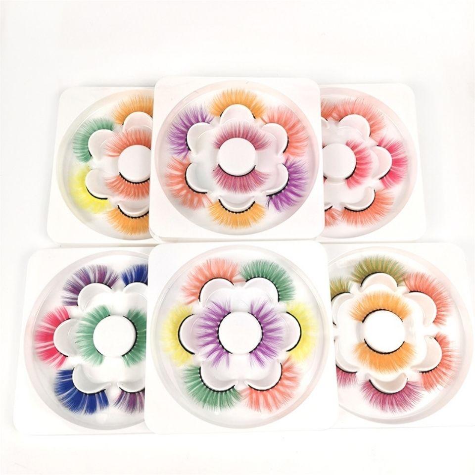 Сценическое выступление Накладные ресницы, 4 пары, различные цвета на выбор. Красочные накладные ресницы, макияж глаз