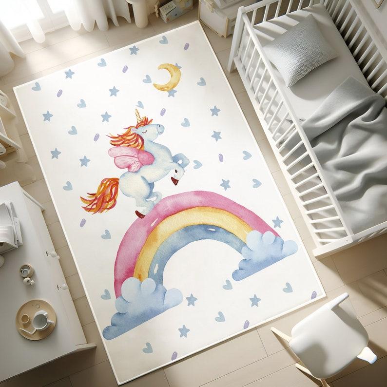 Cute Cartoon Animal Unicorn Area Rug for Kids Soft Non-Slip Washable Rainbow Print Carpet for Nursery Bedroom Playroom 40X60CM
Cute Cartoon Animal Unicorn Area Rug for Kids Soft Non-Slip Washable Rainbow Print Carpet for Nursery Bedroom Playroom 40X60CM