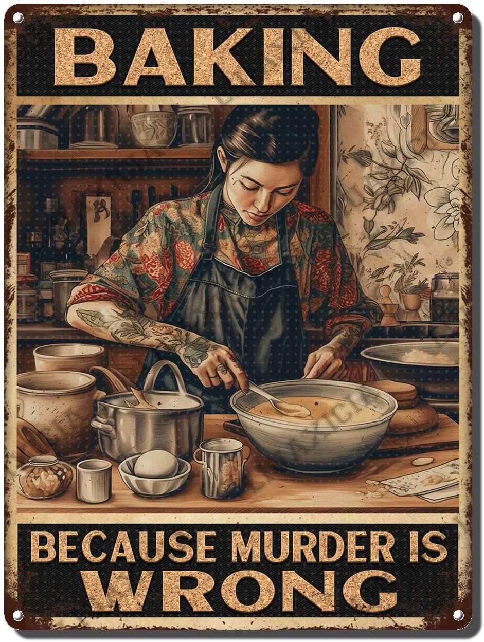 LIUAXICIA Vintage Wall Decor Funny Girl Baking Because Murder is Wrong Metal Tin Signs for Home Bar Pub Movie House Retro Art Si 20x30cm(7.8x11.8inch)
LIUAXICIA Vintage Wall Decor Funny Girl Baking Because Murder is Wrong Metal Tin Signs for Home Bar Pub Movie House Retro Art Si 20x30cm(7.8x11.8inch)