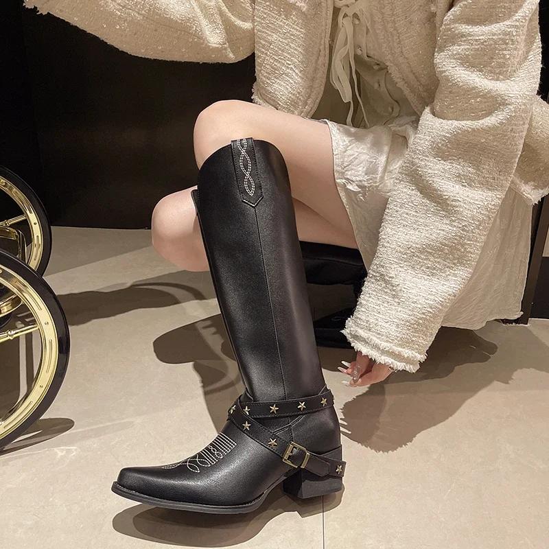 New Embroidered Western Cowboy Boots Vintage Black Knight Boots Chunky Heel Rock Women s Pointy Pointy Thigh-high Boots 35 чёрный
New Embroidered Western Cowboy Boots Vintage Black Knight Boots Chunky Heel Rock Women s Pointy Pointy Thigh-high Boots 35 чёрный