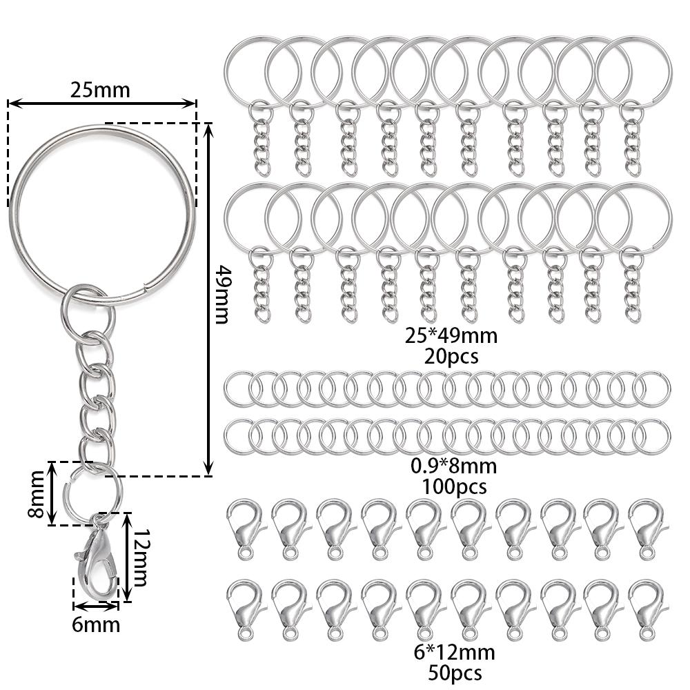 170pcs/Set Keychain with Chain Lobster Clasp Jump Rings Connector Kit for DIY Jewelry Key Chain Rings Keychain Making Supplies
170pcs/Set Keychain with Chain Lobster Clasp Jump Rings Connector Kit for DIY Jewelry Key Chain Rings Keychain Making Supplies
