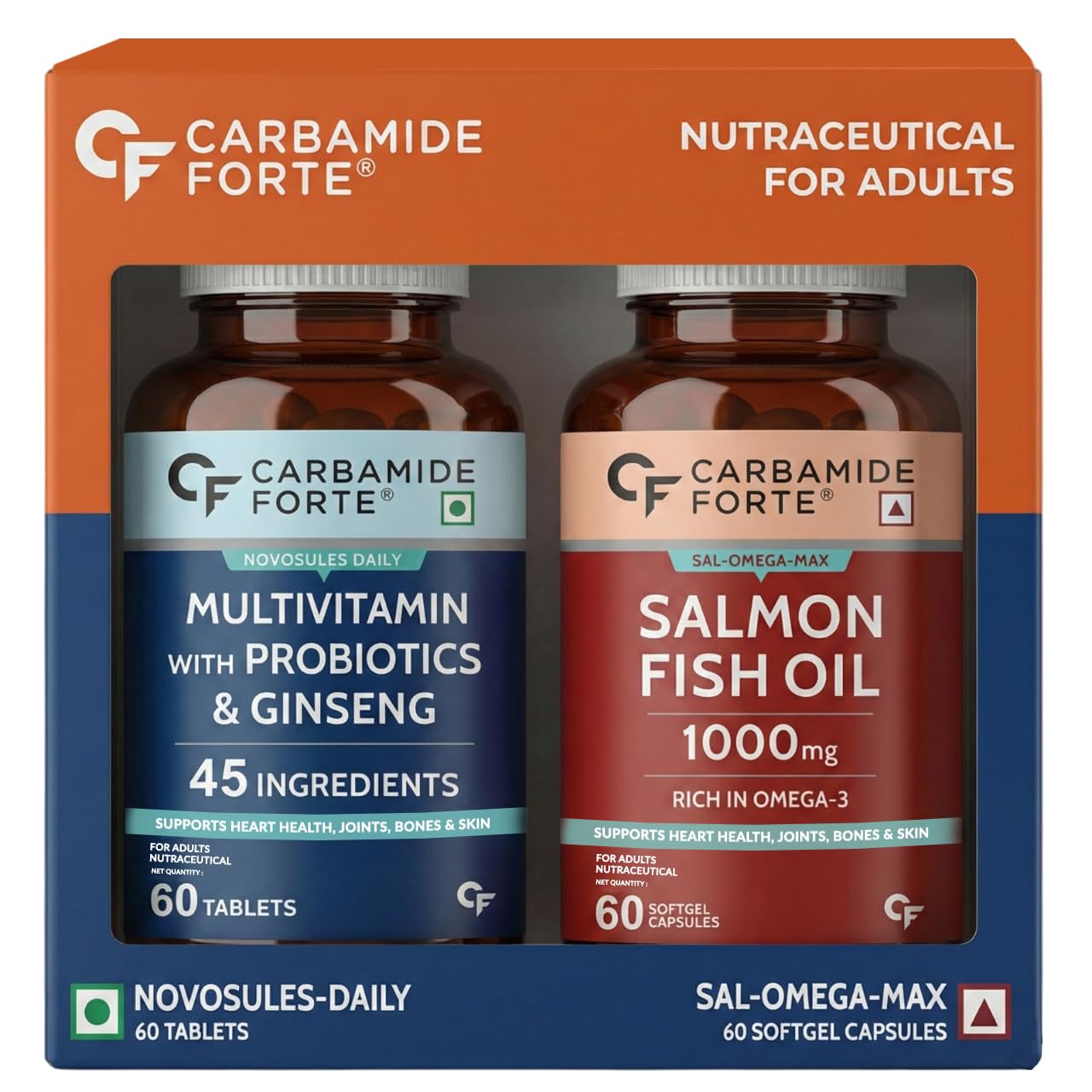 Carbamide Forte Multivitamin 60 Tablets and Salmon Omega 3 Fish Oil 60 Capsules
Carbamide Forte Multivitamin 60 Tablets and Salmon Omega 3 Fish Oil 60 Capsules