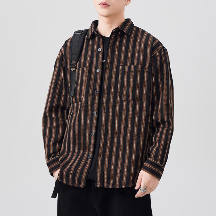 New Japanese Retro Spring New Men s Jacquard Striped Shirt Long Sleeve Casual Shirt M
New Japanese Retro Spring New Men s Jacquard Striped Shirt Long Sleeve Casual Shirt M