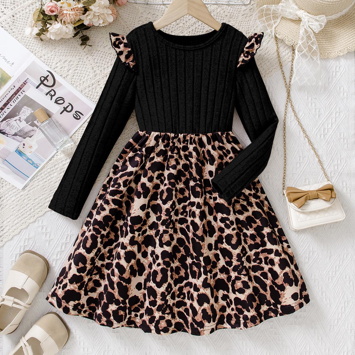 Girls casual leopard print long-sleeved round neck dress comfortable and skin-friendly polyester blend girls A-line skirt autumn and winter series 8Y чорний
Girls casual leopard print long-sleeved round neck dress comfortable and skin-friendly polyester blend girls A-line skirt autumn and winter series 8Y чорний