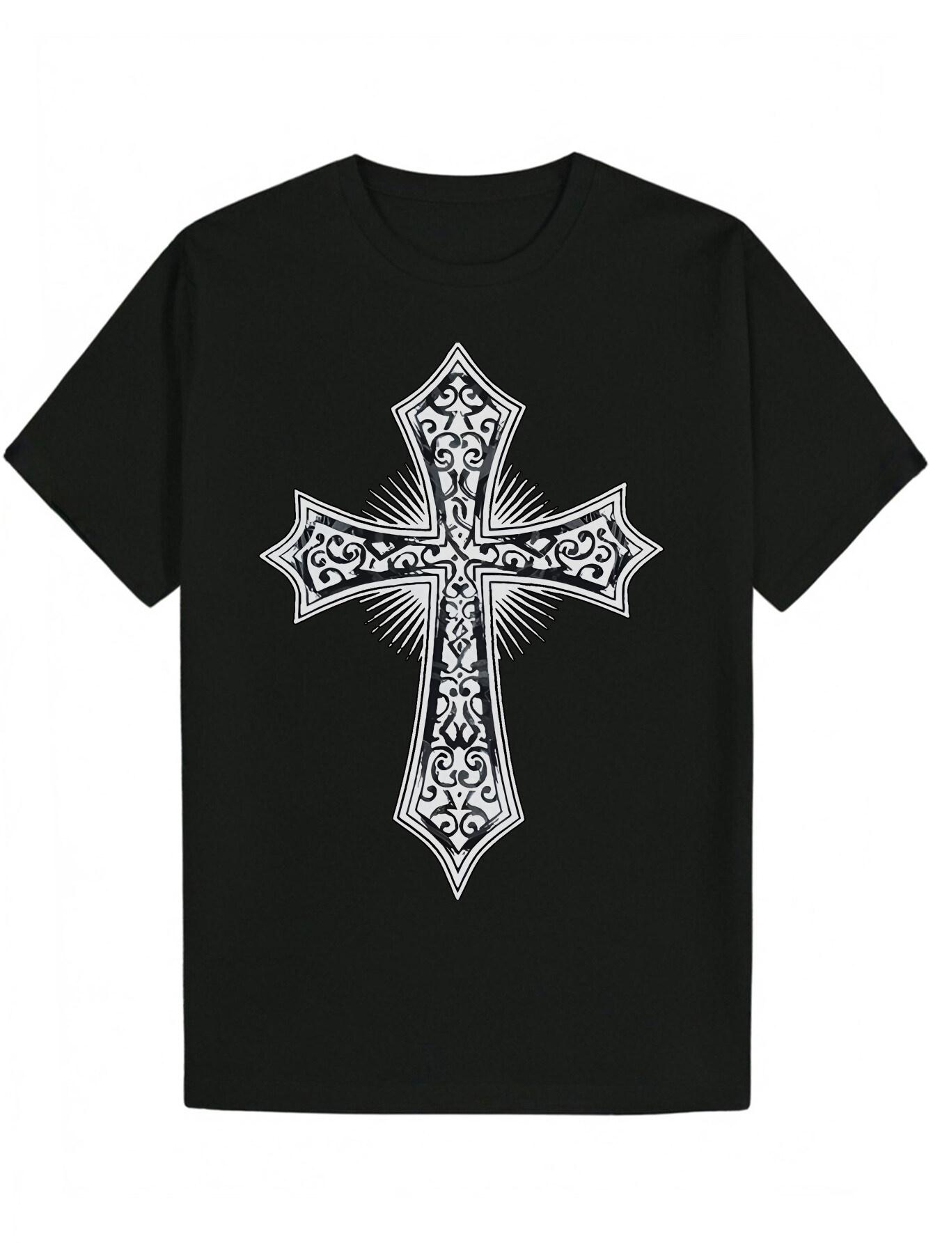 Graphic T-shirt - Black with White Cross Design - Lightweight Breathable Polyester Fabric - Everyday & Formal Wear - Machine Washable Summer Tee S
Graphic T-shirt - Black with White Cross Design - Lightweight Breathable Polyester Fabric - Everyday & Formal Wear - Machine Washable Summer Tee S