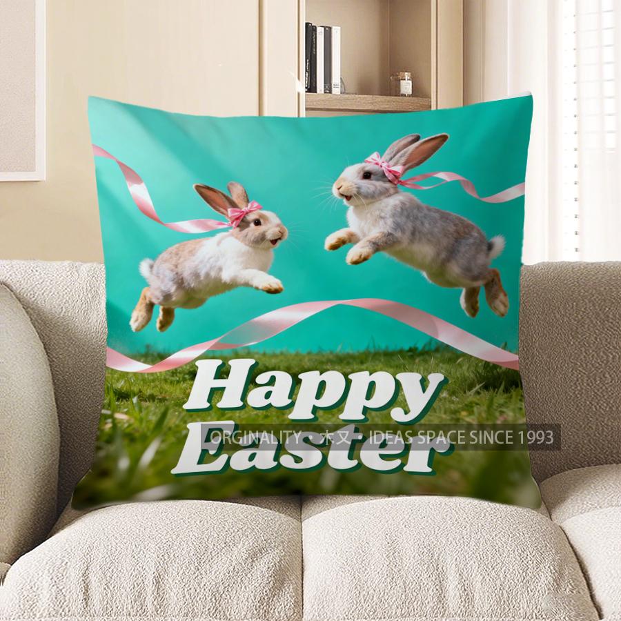 2D Happy Easter Rabbits Jumping With Ribbons Pattern Cushion Cover Suitable For Sofa Bedroom Car Pillow Cover 40x40cm
2D Happy Easter Rabbits Jumping With Ribbons Pattern Cushion Cover Suitable For Sofa Bedroom Car Pillow Cover 40x40cm