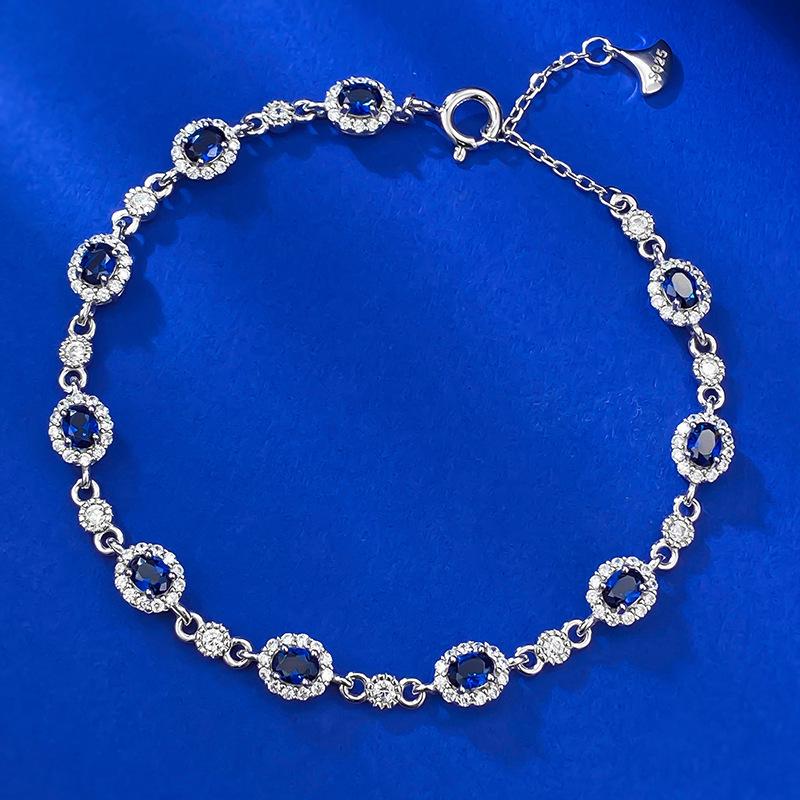 Zhuozhifan S925 Sterling Silver Simulated Sapphire & Diamond Oval Bracelet for Women, Adjustable, Chinese Style. 925 Silver
Zhuozhifan S925 Sterling Silver Simulated Sapphire & Diamond Oval Bracelet for Women, Adjustable, Chinese Style. 925 Silver