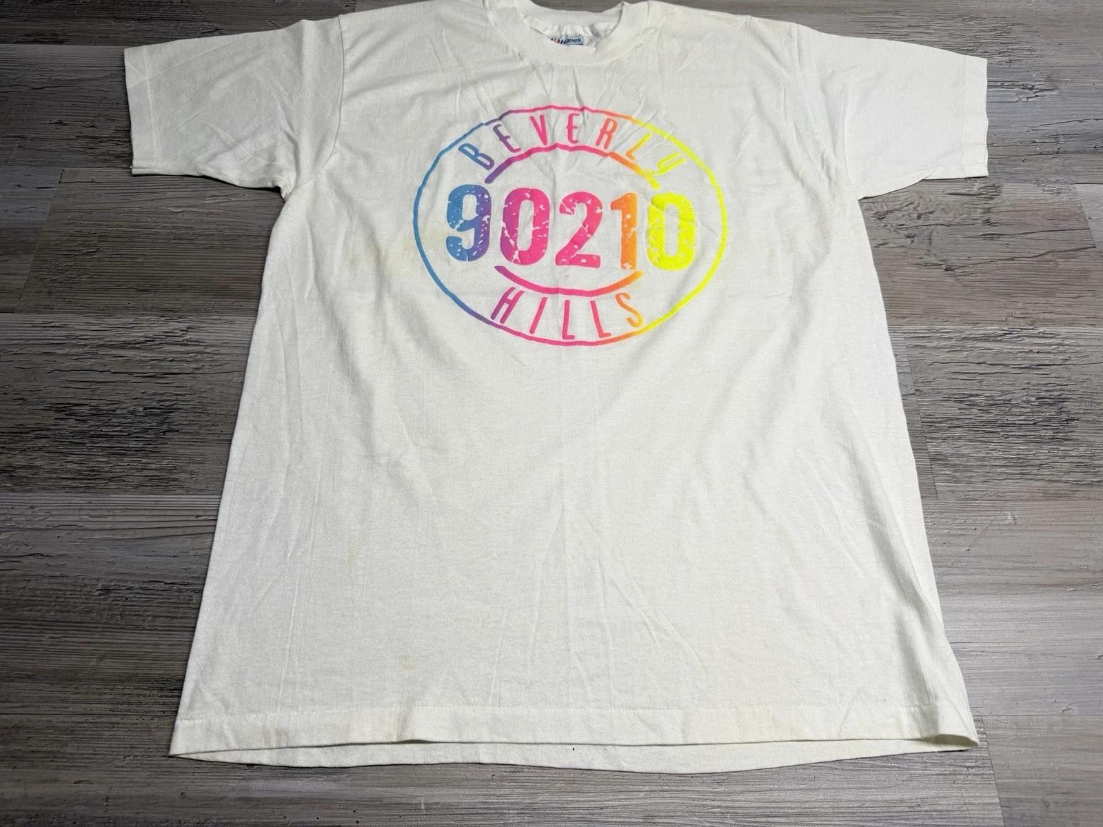 Vintage Beverly Hills 90210 T-Shirt Neon Rainbow Color Bleed 90s Single Stitch L M
Vintage Beverly Hills 90210 T-Shirt Neon Rainbow Color Bleed 90s Single Stitch L M