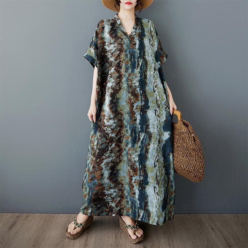 Летнее новое художественное ретро свободное повседневное платье с V-образным вырезом и короткими рукавами one size
Летнее новое художественное ретро свободное повседневное платье с V-образным вырезом и короткими рукавами one size