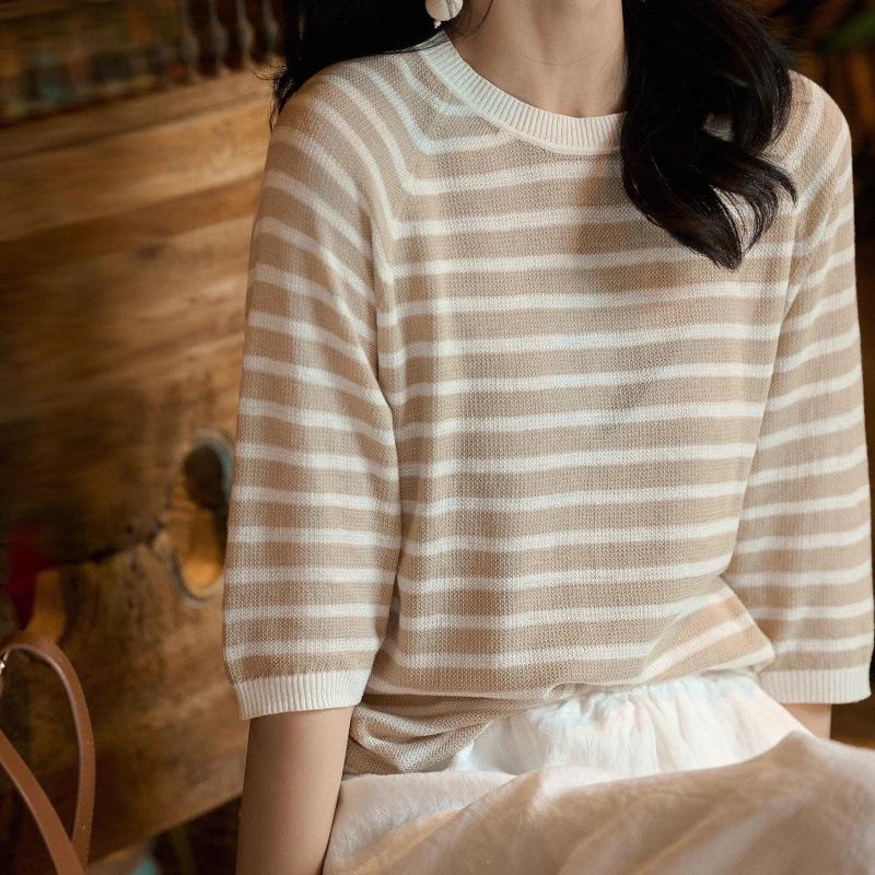 Autumn Striped Color Block Mid-Sleeve Round Neck Knit Pullover for Women M брудно-білий
Autumn Striped Color Block Mid-Sleeve Round Neck Knit Pullover for Women M брудно-білий