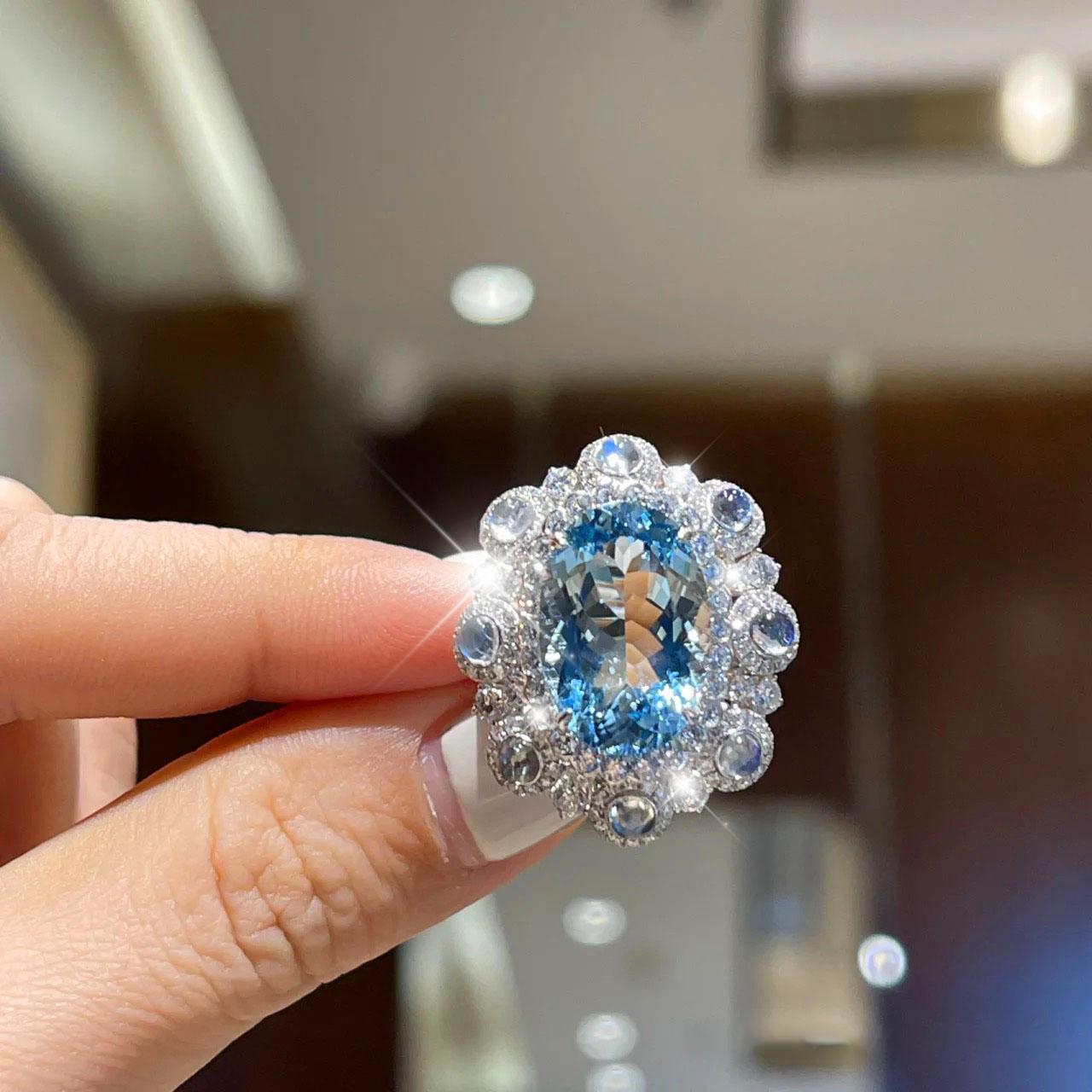 Charm New Luxury Sea Blue AAA Cubic Zirconia Engagement Rings for Women Anniversary Jewelry Valentine s Day Gift Adjustable Size Ring resizable
Charm New Luxury Sea Blue AAA Cubic Zirconia Engagement Rings for Women Anniversary Jewelry Valentine s Day Gift Adjustable Size Ring resizable