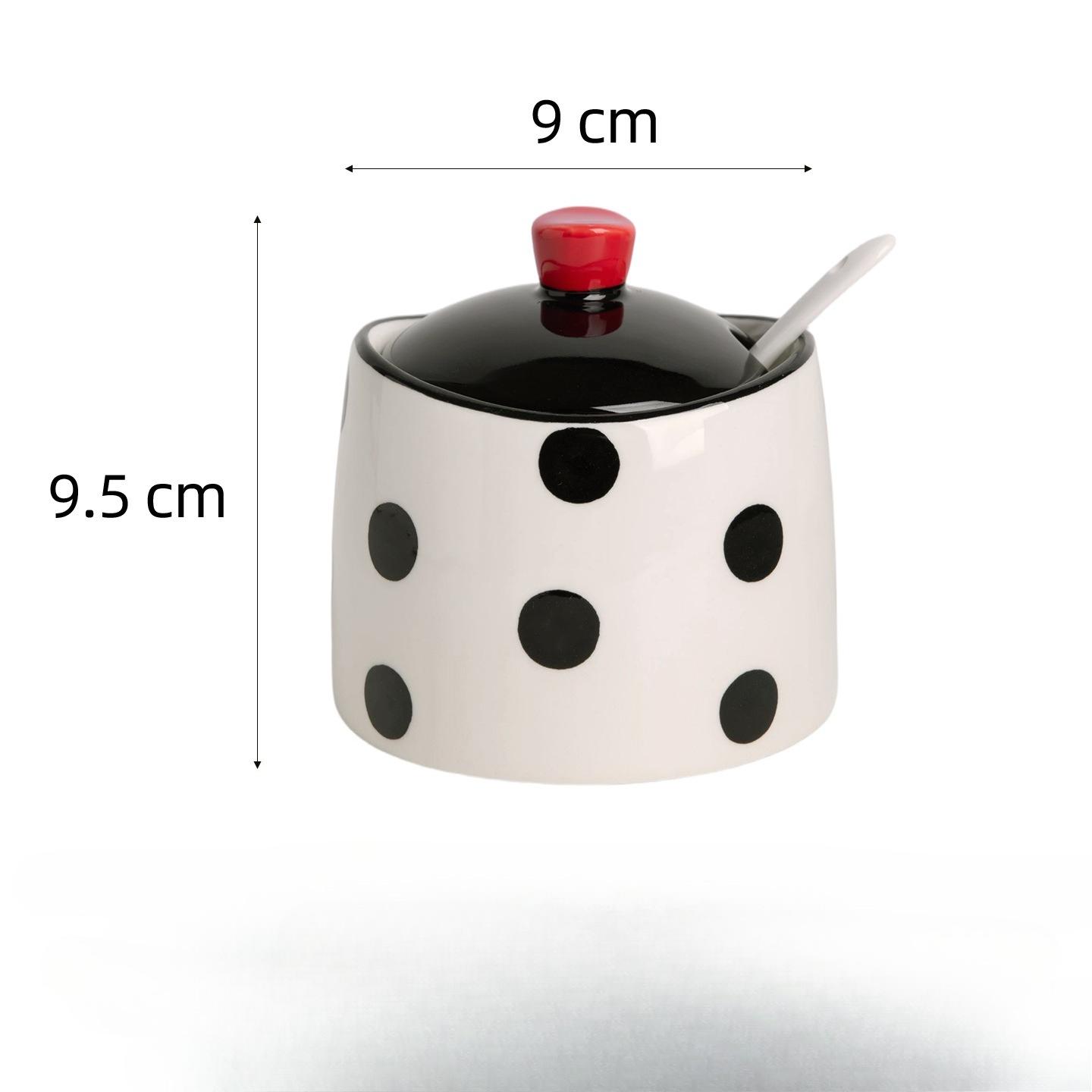 Retro Polka Dot Stripe Ceramic Spice Jar with Lid Spoon Cute Kitchen Seasoning Storage Container Home Countertop Sugar Salt Jar
Retro Polka Dot Stripe Ceramic Spice Jar with Lid Spoon Cute Kitchen Seasoning Storage Container Home Countertop Sugar Salt Jar