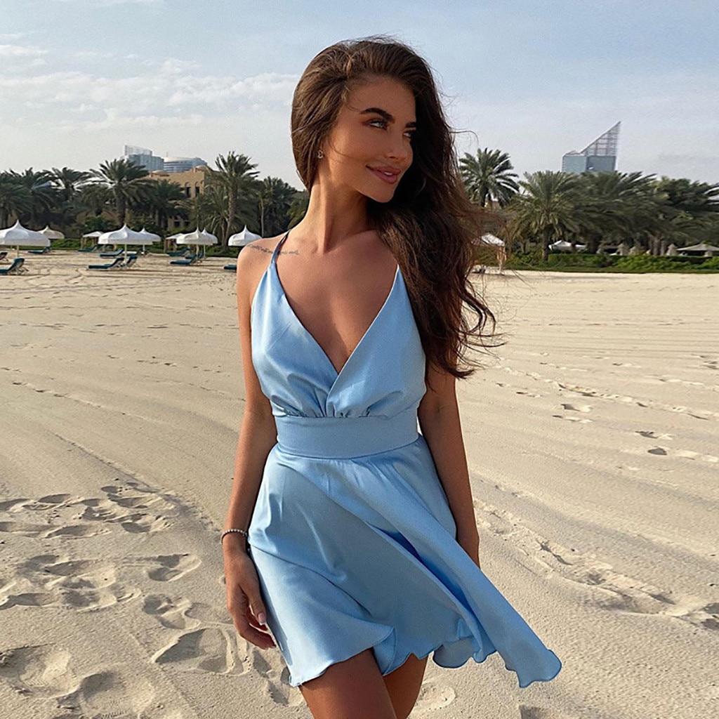 New Dress Women Satin V-neck Solid Sleeveless Suspenders Backless Bow-knot V-Collar Mini Dress Dresses L синій
New Dress Women Satin V-neck Solid Sleeveless Suspenders Backless Bow-knot V-Collar Mini Dress Dresses L синій