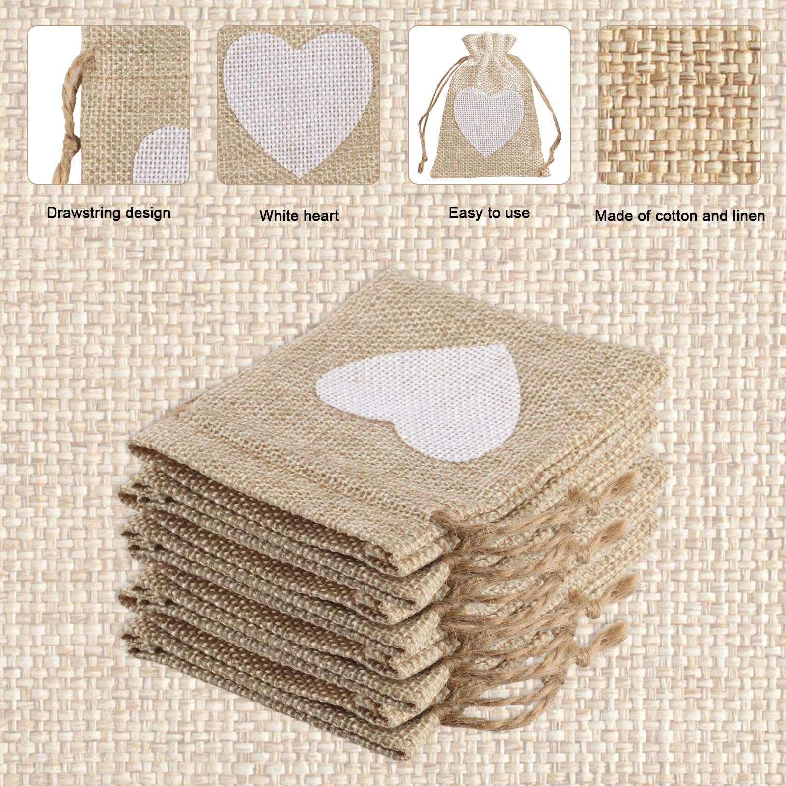 20Pcs 10x8cm Jute Gift Bags - Heart-Shaped for Lavender, Sweets & Small Gifts Other темные хаки
20Pcs 10x8cm Jute Gift Bags - Heart-Shaped for Lavender, Sweets & Small Gifts Other темные хаки