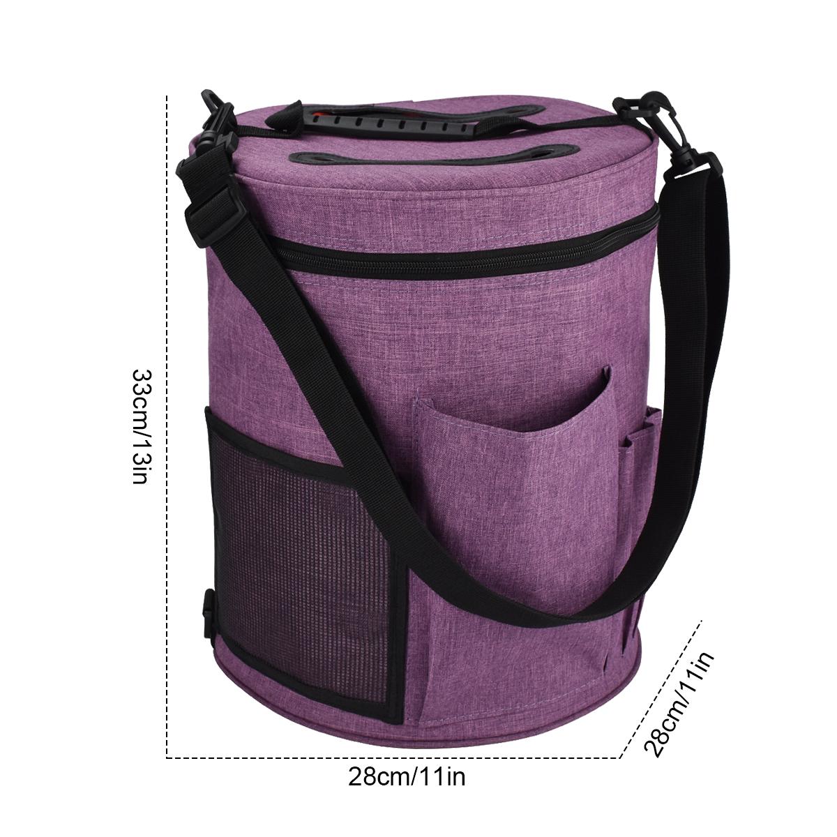 Круглая сумка для вязания крючком из пряжи Спицы для вязания Сумка-органайзер для пряжи Корзина для хранения поделок своими руками Швейные принадлежности Дорожная сумка фиолетовый