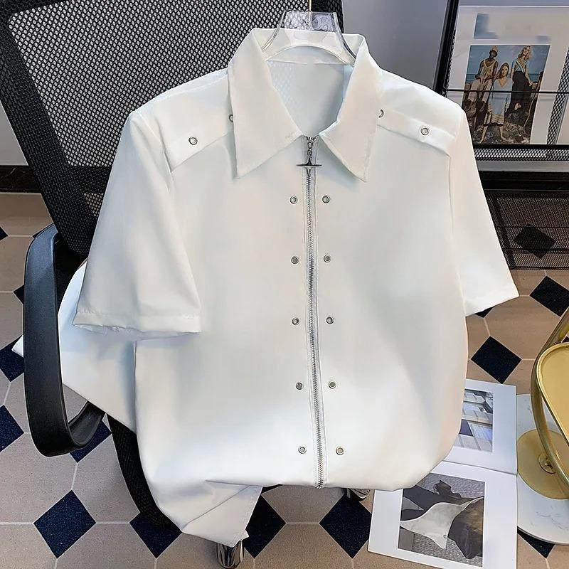 Metal Button Design Padded Shoulder Men s Shirt Summer High End Stylish Wrinkle Free Short Sleeve Shirts S білий
Metal Button Design Padded Shoulder Men s Shirt Summer High End Stylish Wrinkle Free Short Sleeve Shirts S білий