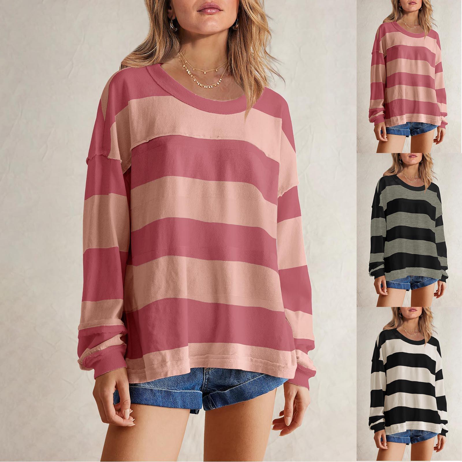 Womens Oversized Striped Crewneck Sweatshirts Long Sleeve Color Block Tee Shirts Casual Tops
Womens Oversized Striped Crewneck Sweatshirts Long Sleeve Color Block Tee Shirts Casual Tops
