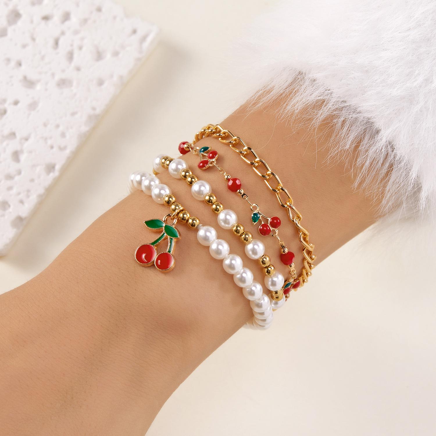 Sweet Cherry Imitation Pearl Bracelet Set for Women Multilayer Y2K Stackable Beaded Chain Party Wristband Jewelry Valentine Gift
Sweet Cherry Imitation Pearl Bracelet Set for Women Multilayer Y2K Stackable Beaded Chain Party Wristband Jewelry Valentine Gift