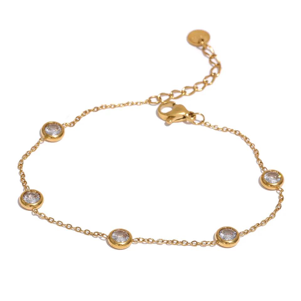 Yhpup Colorful Cubic Zirconia Stainless Steel Bracelets for Women Exquisite Thin Chain Golden Wrist Bracelet Bangle Jewelry Gift
Yhpup Colorful Cubic Zirconia Stainless Steel Bracelets for Women Exquisite Thin Chain Golden Wrist Bracelet Bangle Jewelry Gift