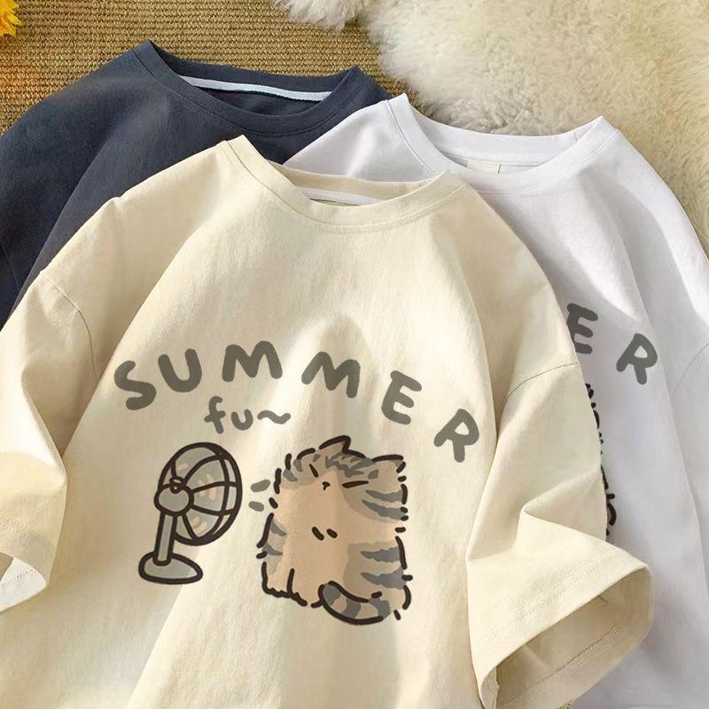 Women s Cotton Kitten Print Short Sleeve T-shirt - Hong Kong Style Summer Loose Fit One Size
Women s Cotton Kitten Print Short Sleeve T-shirt - Hong Kong Style Summer Loose Fit One Size