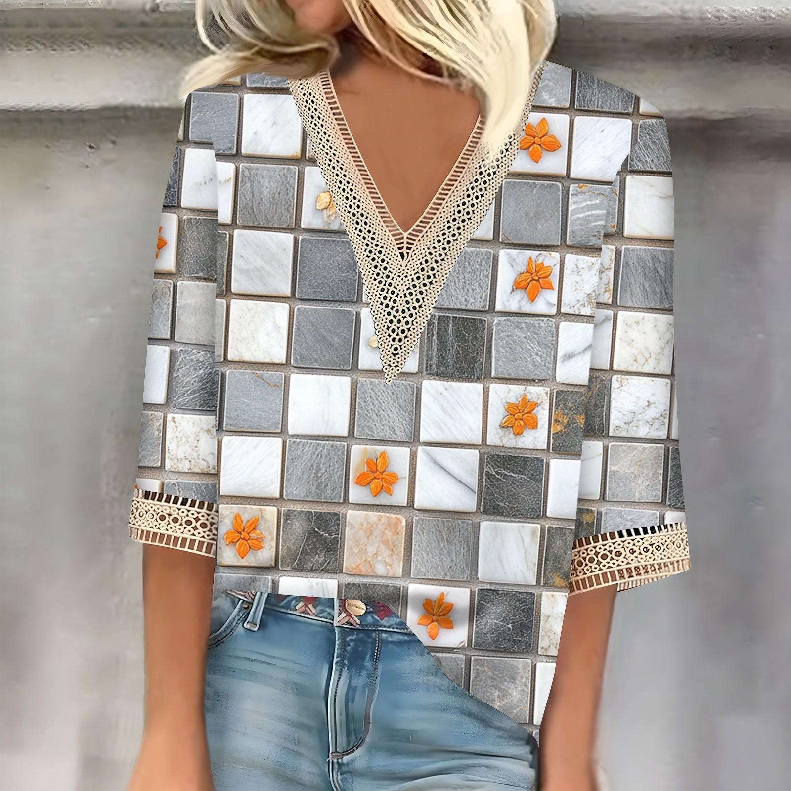 Women s Vintage Print Lace Top With Three-quarter Sleeves Top S
Women s Vintage Print Lace Top With Three-quarter Sleeves Top S