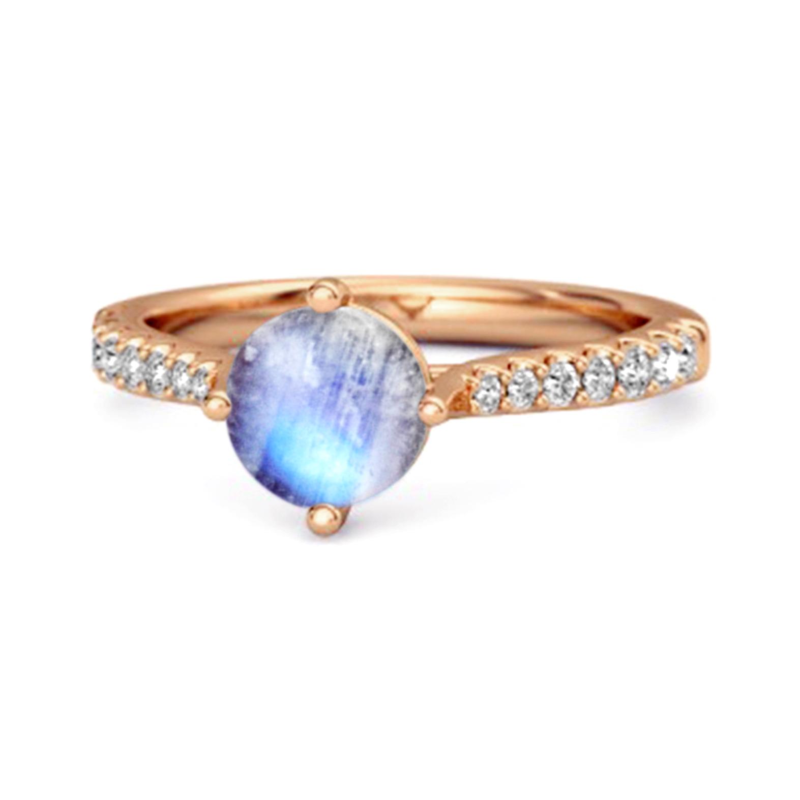 Moonstone Classic Pave Solitaire Ring - 925 Sterling Silver Rose Gold Vermeil 6.5
Moonstone Classic Pave Solitaire Ring - 925 Sterling Silver Rose Gold Vermeil 6.5