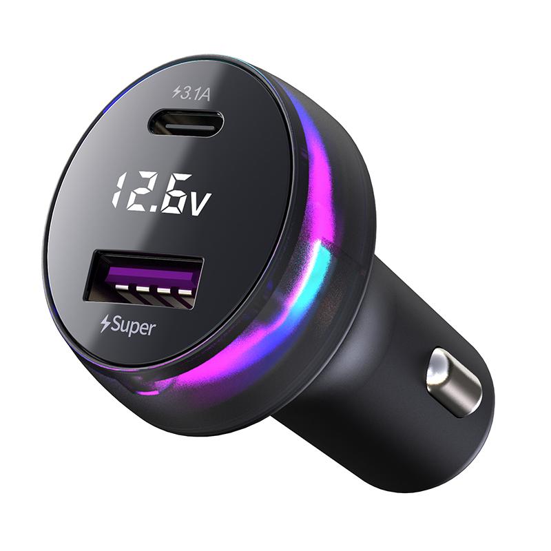 K6 Cellphone Fast Charging Adapter with Colorful Light USB+Type-C Car Charger Cigarette Lighter
K6 Cellphone Fast Charging Adapter with Colorful Light USB+Type-C Car Charger Cigarette Lighter