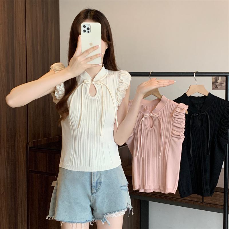 New Chinese Style Frog Button Ice Silk Knit Ruffle Sleeveless Tank Top for Women - Inner/Outer Wear for Spring/Summer One Size (up to 125 lbs)
New Chinese Style Frog Button Ice Silk Knit Ruffle Sleeveless Tank Top for Women - Inner/Outer Wear for Spring/Summer One Size (up to 125 lbs)