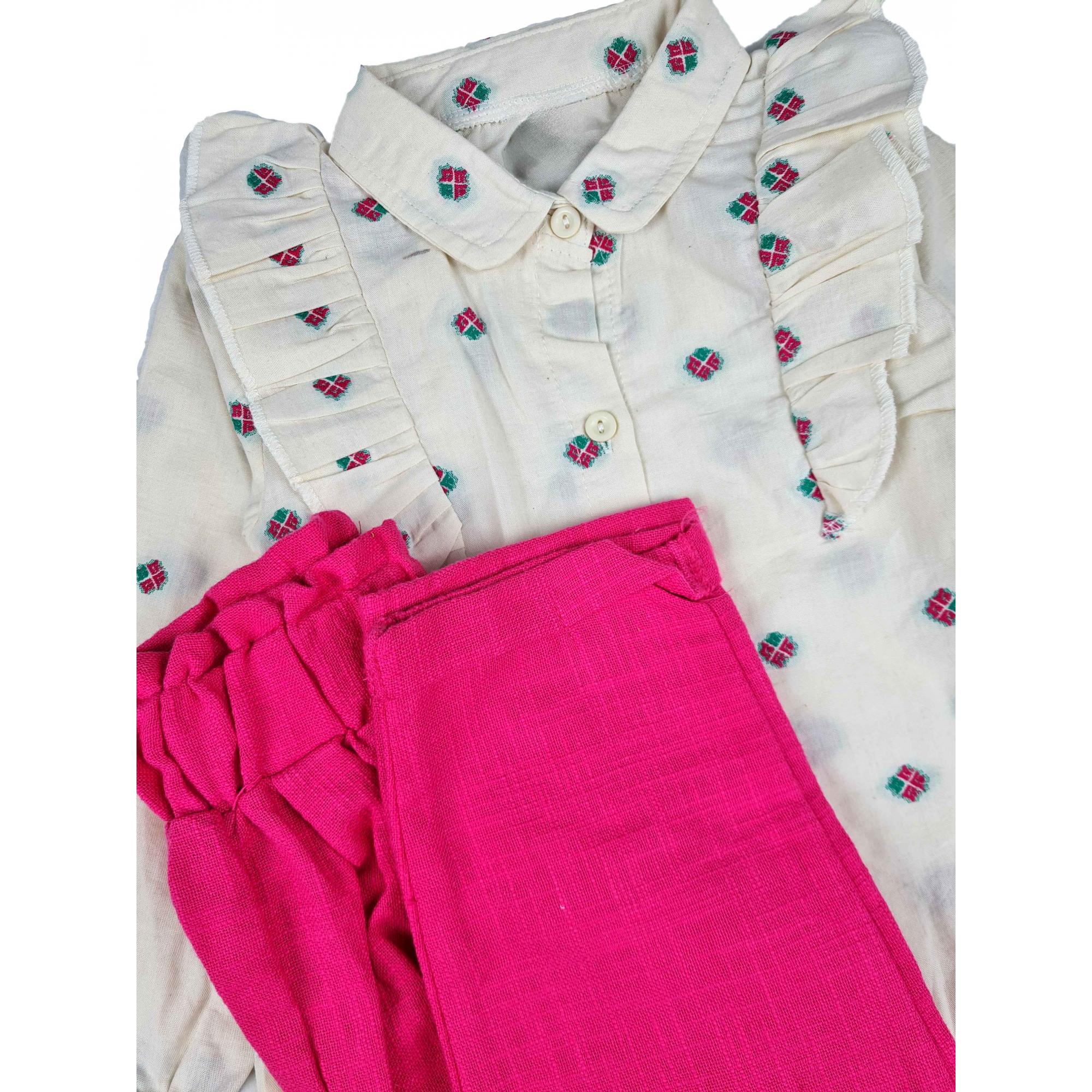 Жаккардовый комплект с рубашкой на плечах и вырезами для девочек с рисунком
Жаккардовый комплект с рубашкой на плечах и вырезами для девочек с рисунком