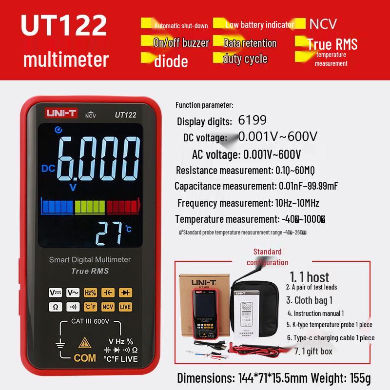 Yuan Te UT122 Digital Multimeter CN plug (adapter included)
Yuan Te UT122 Digital Multimeter CN plug (adapter included)